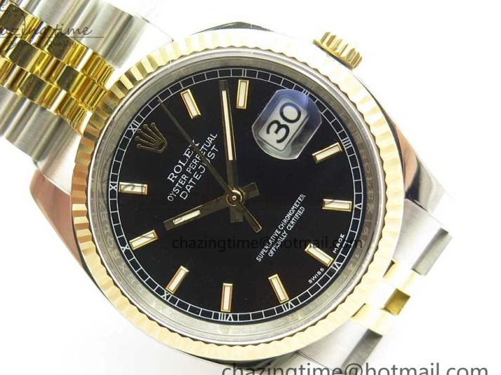 MiroTime 0801 DateJust 36 SS YG 116233 ARF 1:1 Best Edition 904L Steel Black Dial Stick Markers on Jubilee Bracelet SH3135 V EasyMatch 3261